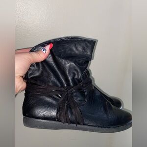 Black Ankle Boots with Wrap Detail